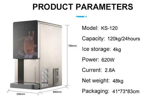 120kg Per Day KS-120 얼음 만드는 기계와 물 분배기 4kg 얼음 저장소와 750W